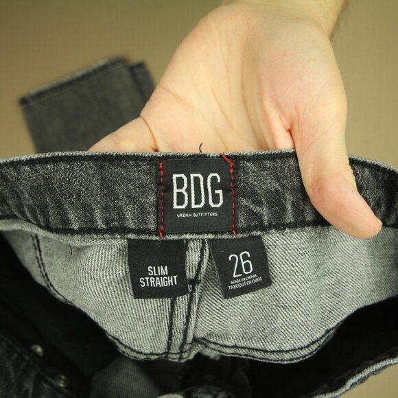 BDG Slim Straight Jeans Women's Size 26 Button Fly Destroyed Distressed Denim - Picture 9 of 12